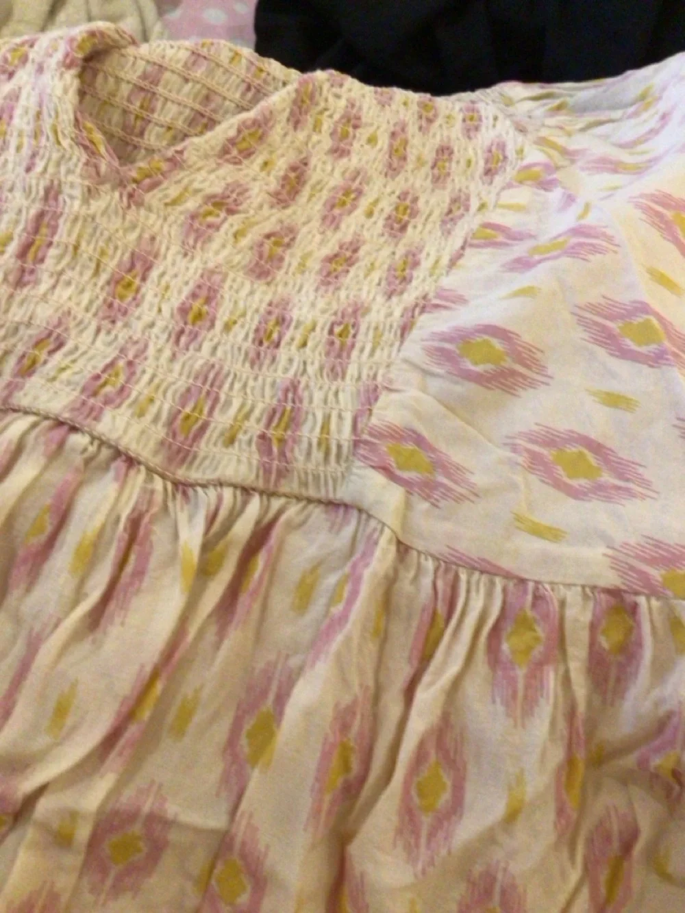 Zara Cream Midi Dress with Pink Leaf Print Size XL - Picture 9 of 9